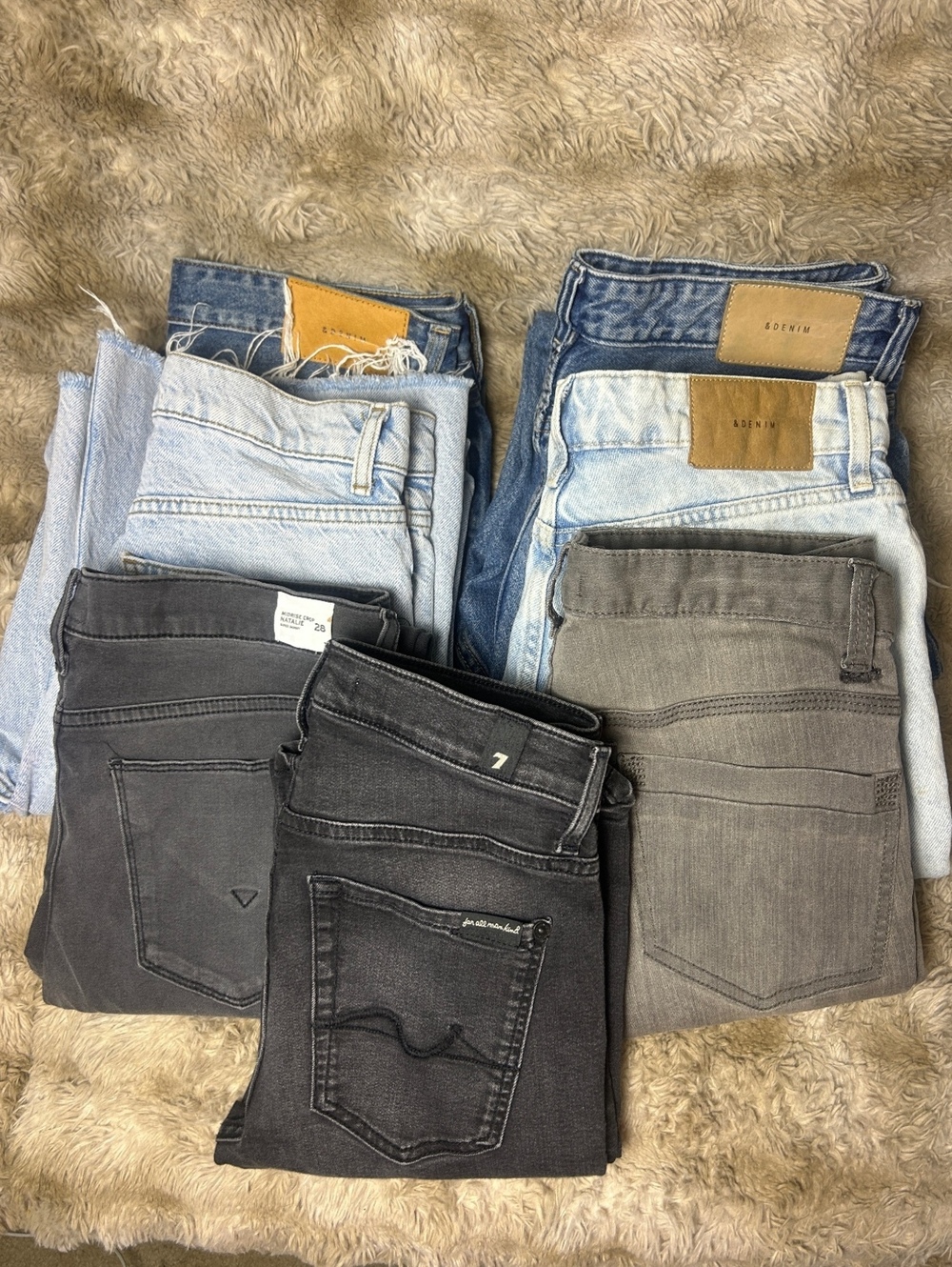 Bundle of 7 Women's Designer Jeans Hudson Zara Free People H&M Reseller Lot Jean
